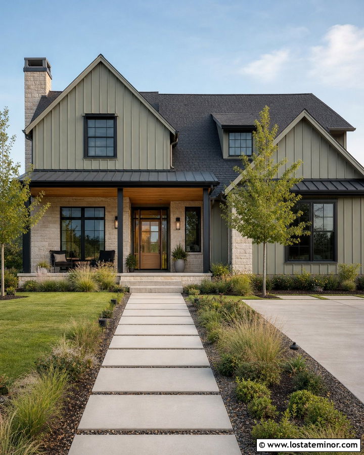 Sage Green House With Black Retractable Screen Door - 30 Sage Green House Design With Storm Door Ideas