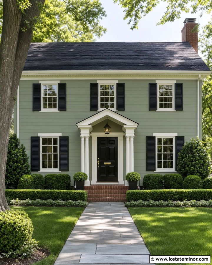Sage Green House With Black Shutters - 30 Sage Green House Design With Shutters Ideas