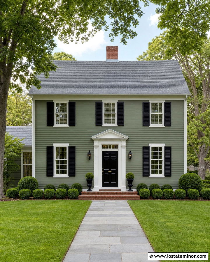 Sage Green House With Black Shutters - 30 Sage Green House Design With Accents Ideas