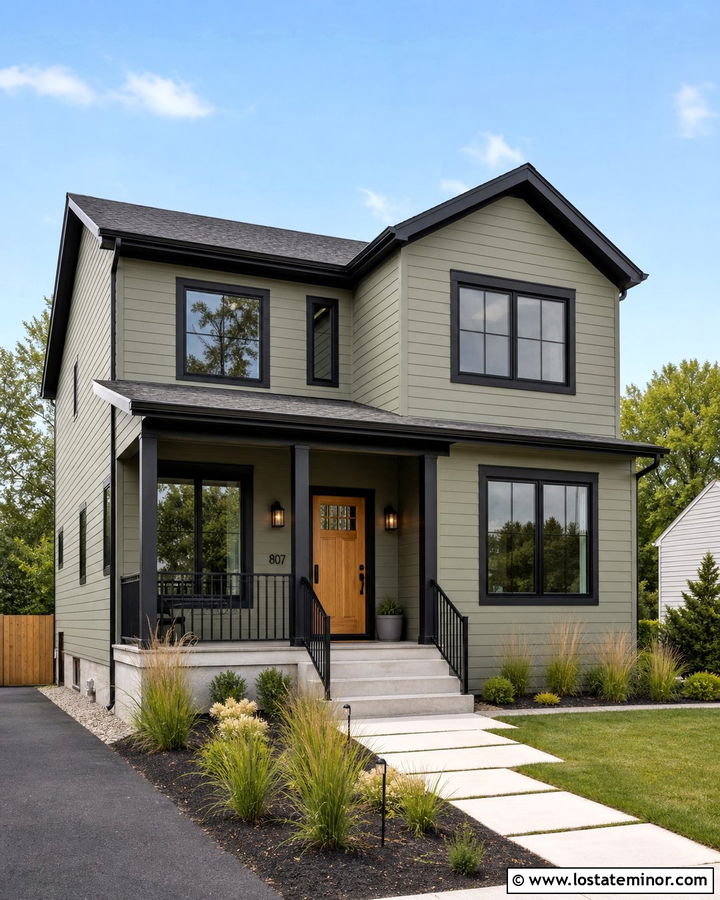 Sage Green House With Black Trim - 30 Sage Green House Design With Accents Ideas