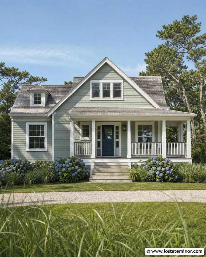 Sage Green House With Blue Gray Storm Door - 30 Sage Green House Design With Storm Door Ideas