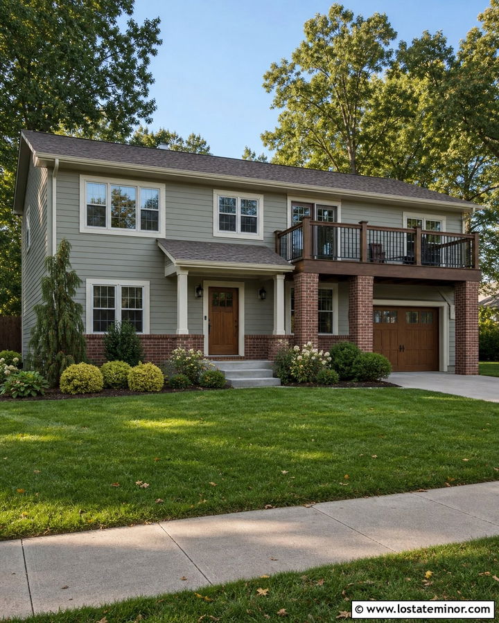 Sage Green House With Brick Deck Columns - 30 Sage Green House Design With Deck Ideas
