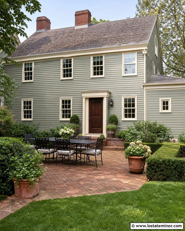 Sage Green House With Brick Patio - 30 Sage Green House Design With Backyard Ideas