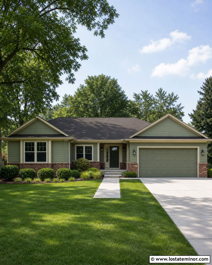 Sage Green House With Brick Wainscoting - 30 Sage Green House Design With Brick Accents Ideas