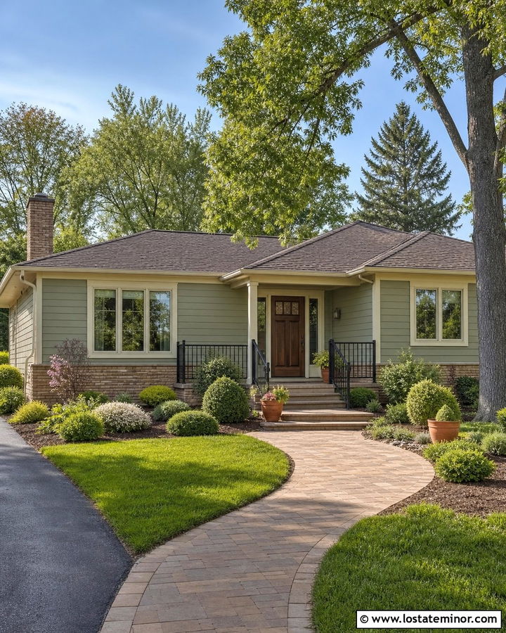 Sage Green House With Bronze Railings - 30 Sage Green House Design With Railings Ideas