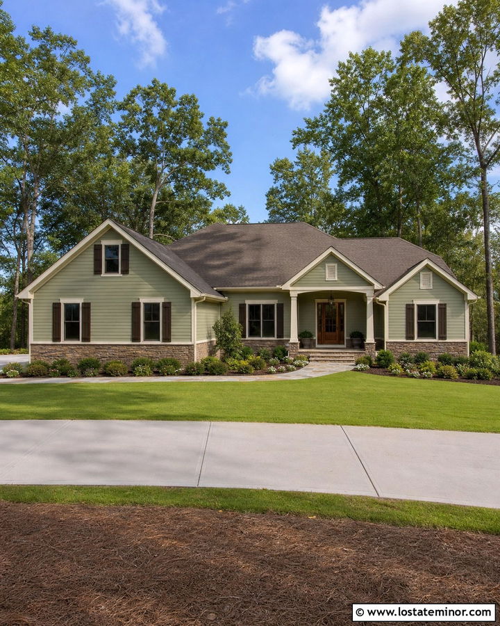 Sage Green House With Brown Shutters - 30 Sage Green House Design With Shutters Ideas
