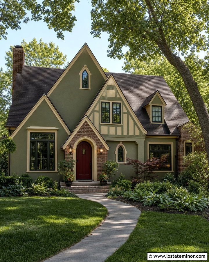 Sage Green House With Burgundy Front Door - 30 Sage Green House Design With Front Door Ideas