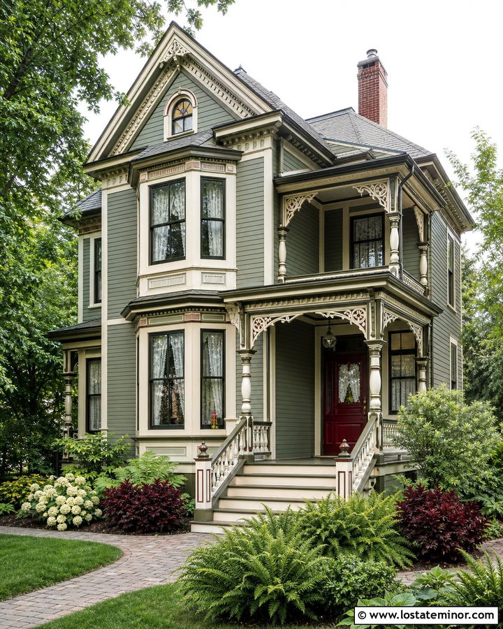 Sage Green House With Burgundy Front Door - 30 Sage Green House Design With Entry Door Ideas
