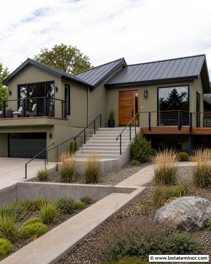 Sage Green House With Cable Deck Railings - 30 Sage Green House Design With Railings Ideas