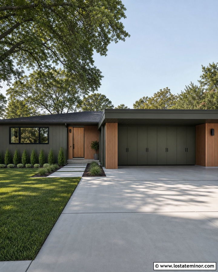 Sage Green House With Carport Storage Wall - 30 Sage Green House Design With Carport Ideas