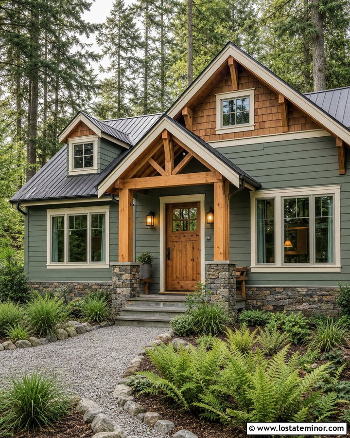 Sage Green House With Cedar Dutch Door - 30 Sage Green House Design With Dutch Door Ideas