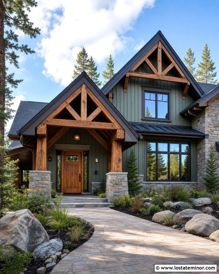 Sage Green House With Cedar Front Door - 30 Sage Green House Design With Front Door Ideas