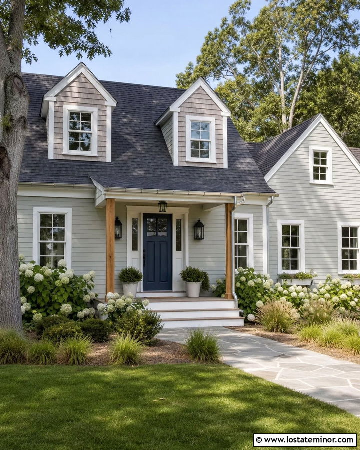 Sage Green House With Cedar Shake And Blue Door - 30 Sage Green House Design With Cedar Shake Ideas