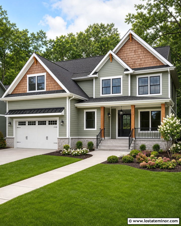 Sage Green House With Cedar Shake And Charcoal Roof - 30 Sage Green House Design With Cedar Shake Ideas