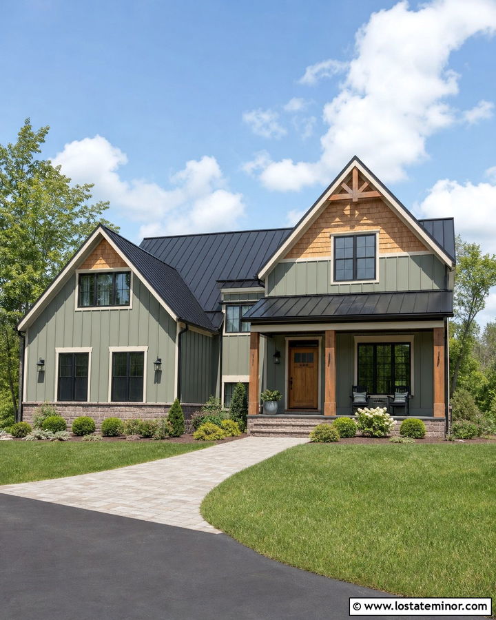 Sage Green House With Cedar Shake And Metal Roof - 30 Sage Green House Design With Cedar Shake Ideas