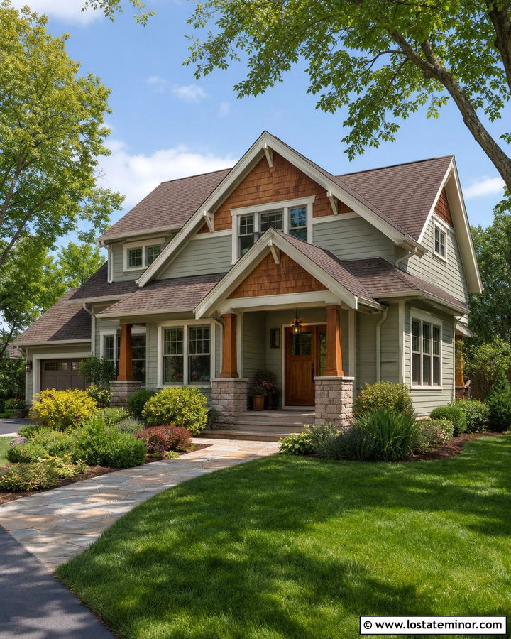 Sage Green House With Cedar Shake Gables - 30 Sage Green House Design With Gables Ideas