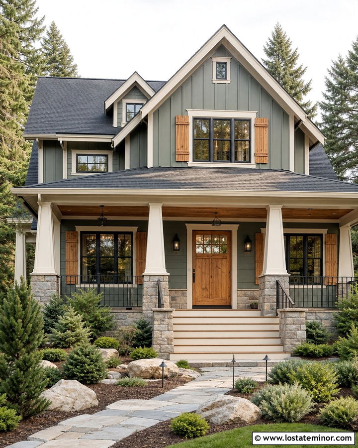 Sage Green House With Cedar Shutters - 30 Sage Green House Design With Shutters Ideas