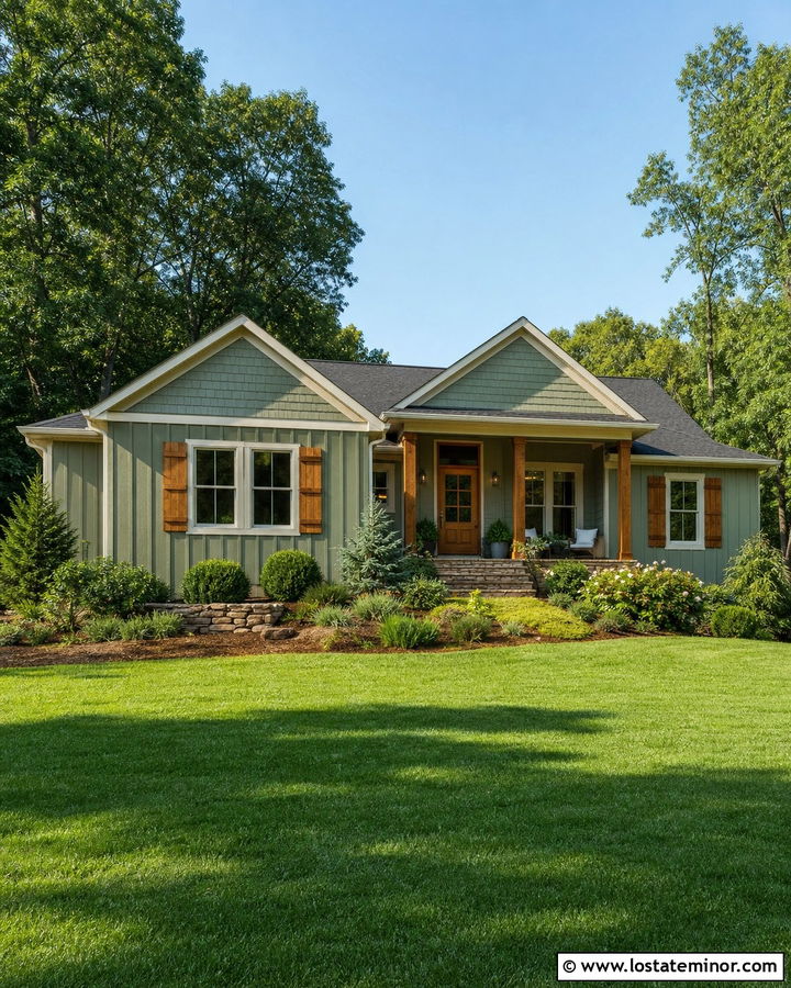 Sage Green House With Cedar Shutters - 30 Sage Green House Design With Cedar Shake Ideas