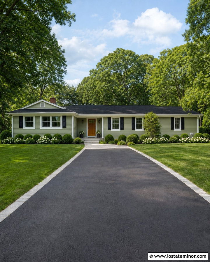 Sage Green House With Charcoal Driveway - 30 Sage Green House Design With Driveway Ideas