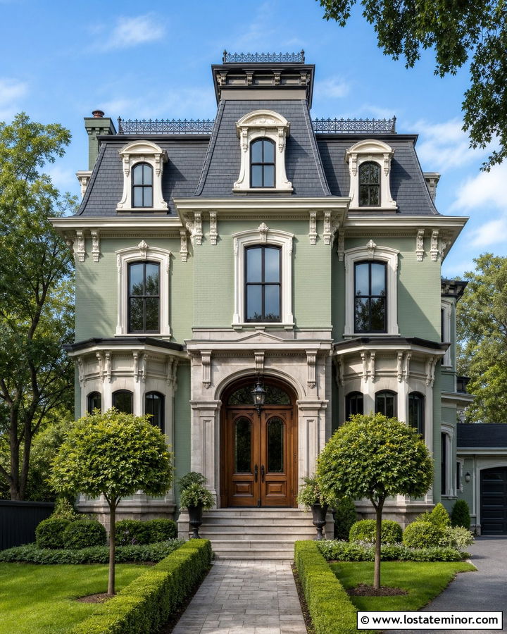 Sage Green House With Charcoal Mansard Roof - 30 Sage Green House Design With Roof Ideas