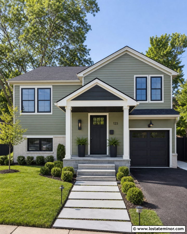 Sage Green House With Charcoal Porch Ceiling - 30 Sage Green House Design With Porch Ceiling Ideas