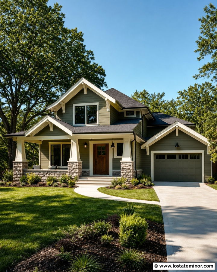 Sage Green House With Charcoal Roof Shingles - 30 Sage Green House Design With Shingles Ideas