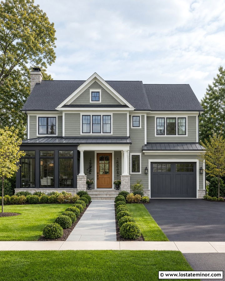 Sage Green House With Charcoal Roof Sunroom - 30 Sage Green House Design With Sunroom Ideas