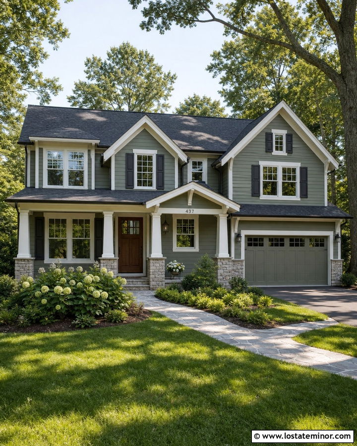 Sage Green House With Charcoal Shingle Roof - 30 Sage Green House Design With Roof Ideas