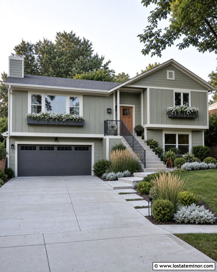 Sage Green House With Charcoal Window Boxes - 30 Sage Green House Design With Window Boxes Ideas