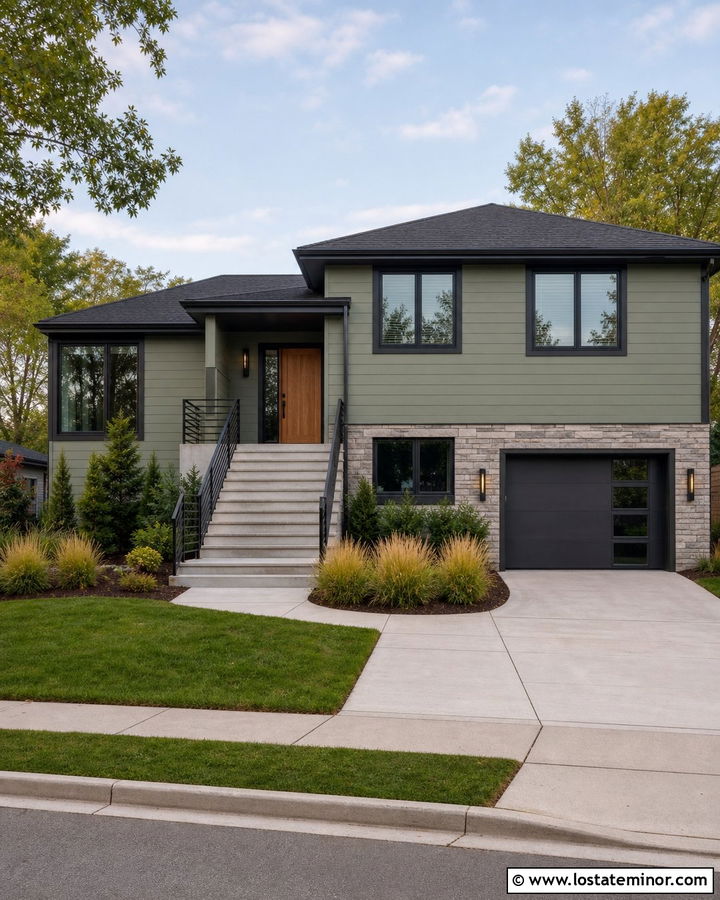 Sage Green House With Charcoal Window Frames - 30 Sage Green House Design With Window Frames Ideas