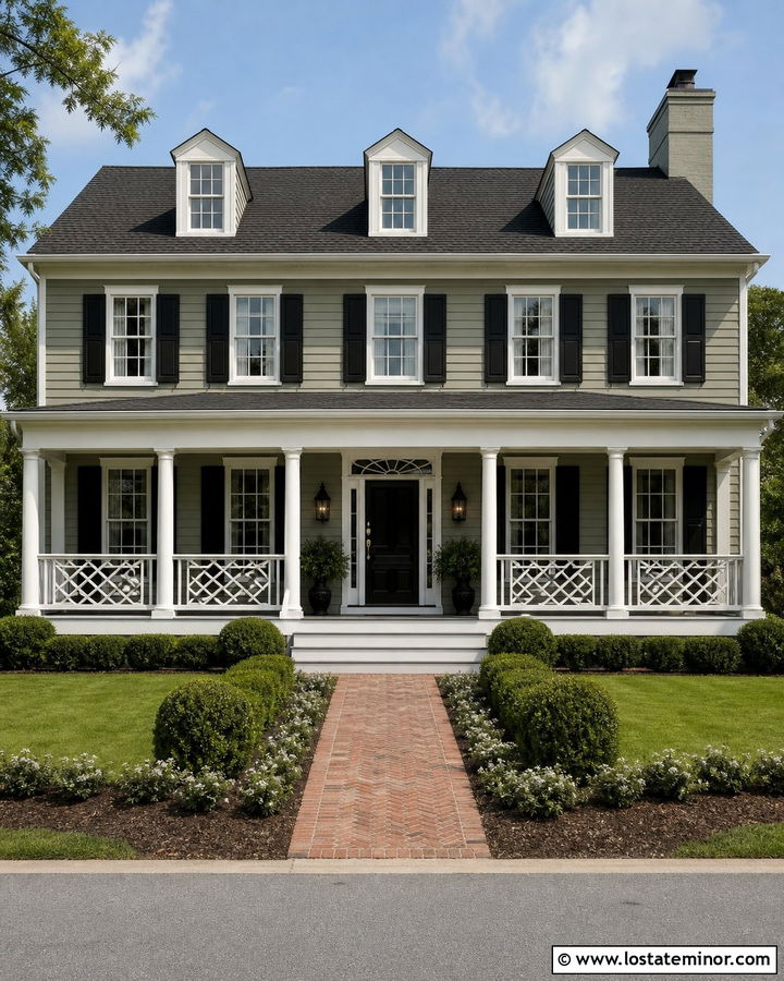 Sage Green House With Chippendale Railings - 30 Sage Green House Design With Railings Ideas