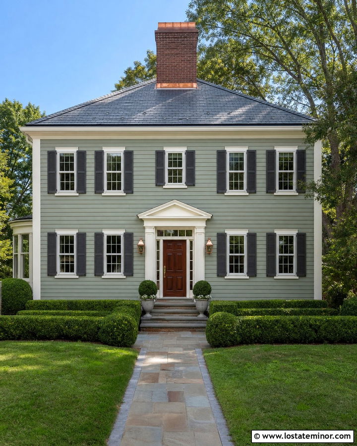 Sage Green House With Copper Chimney Cap - 30 Sage Green House Design With Chimney Ideas