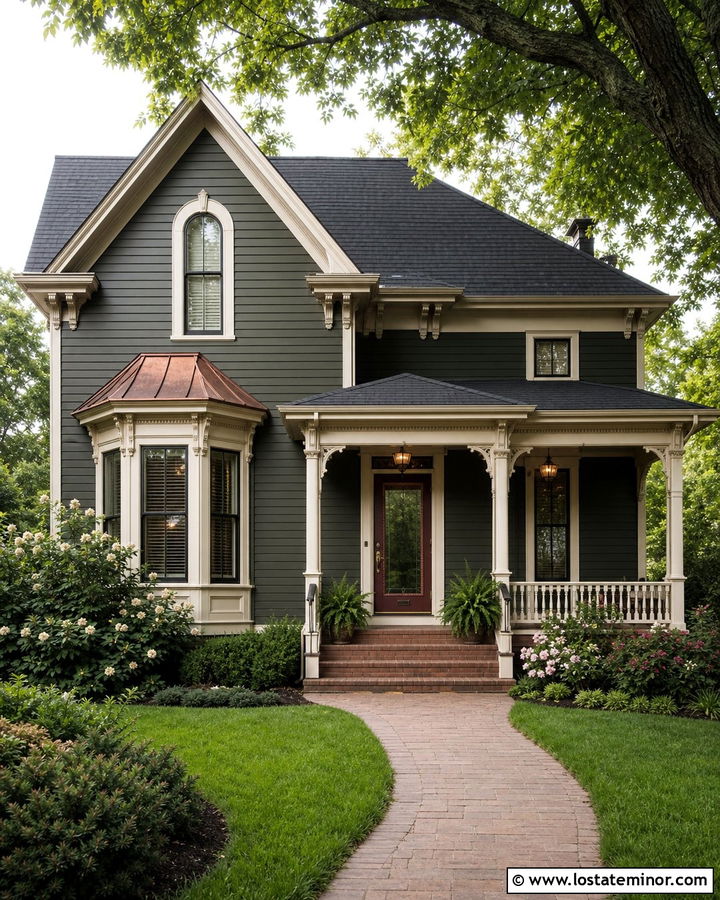 Sage Green House With Copper Finish Storm Door - 30 Sage Green House Design With Storm Door Ideas