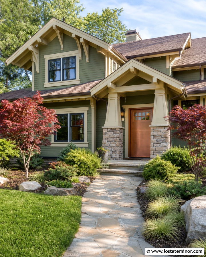 Sage Green House With Copper Front Door - 30 Sage Green House Design With Entry Door Ideas