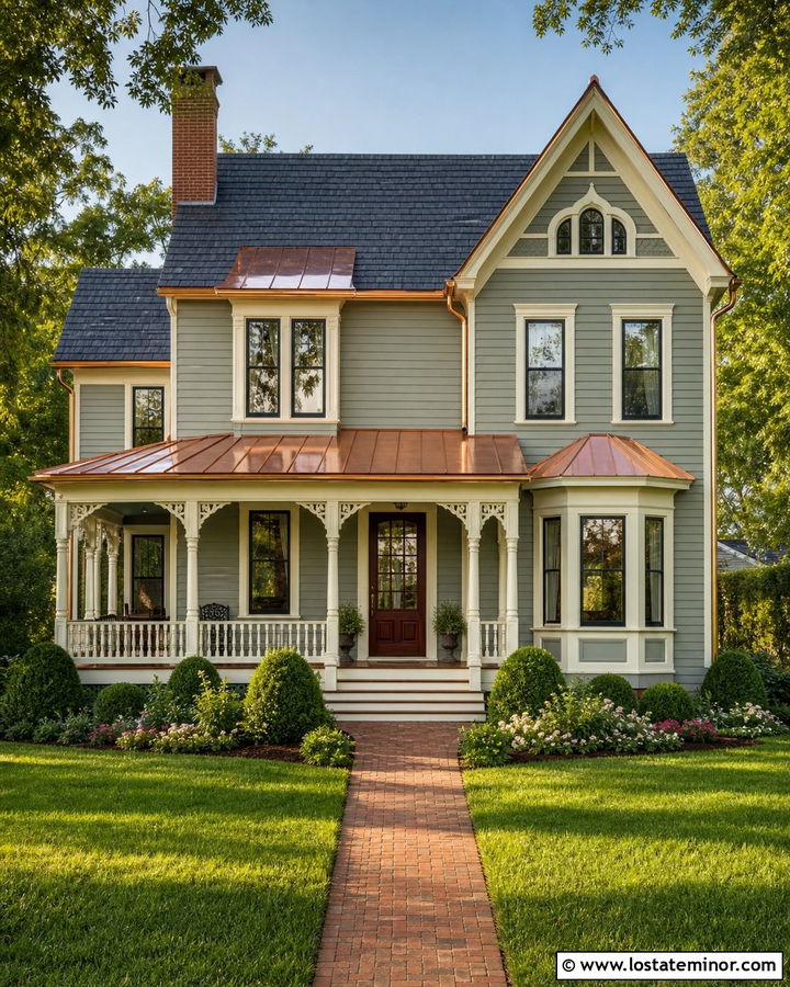 Sage Green House With Copper Roof - 30 Sage Green House Design With Roof Ideas