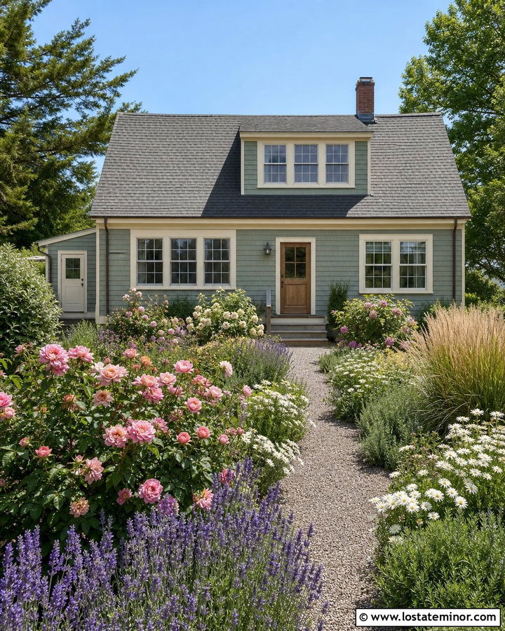 Sage Green House With Cottage Garden - 30 Sage Green House Design With Backyard Ideas