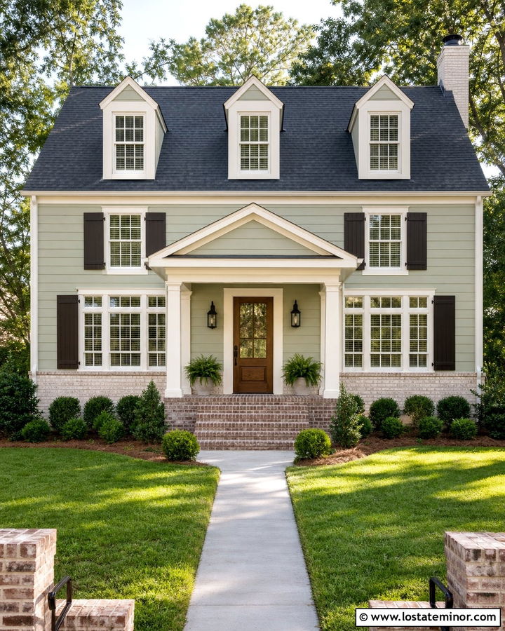 Sage Green House With Cream Brick Wainscoting - 30 Sage Green House Design With Wainscoting Ideas