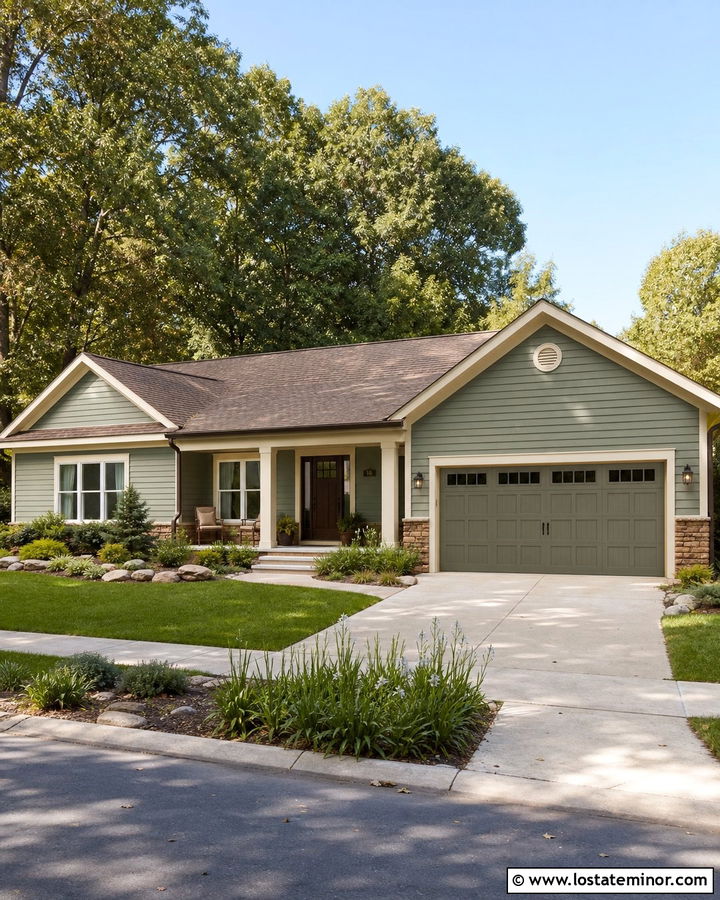Sage Green House With Cream Trim - 30 Sage Green House Design With Accents Ideas