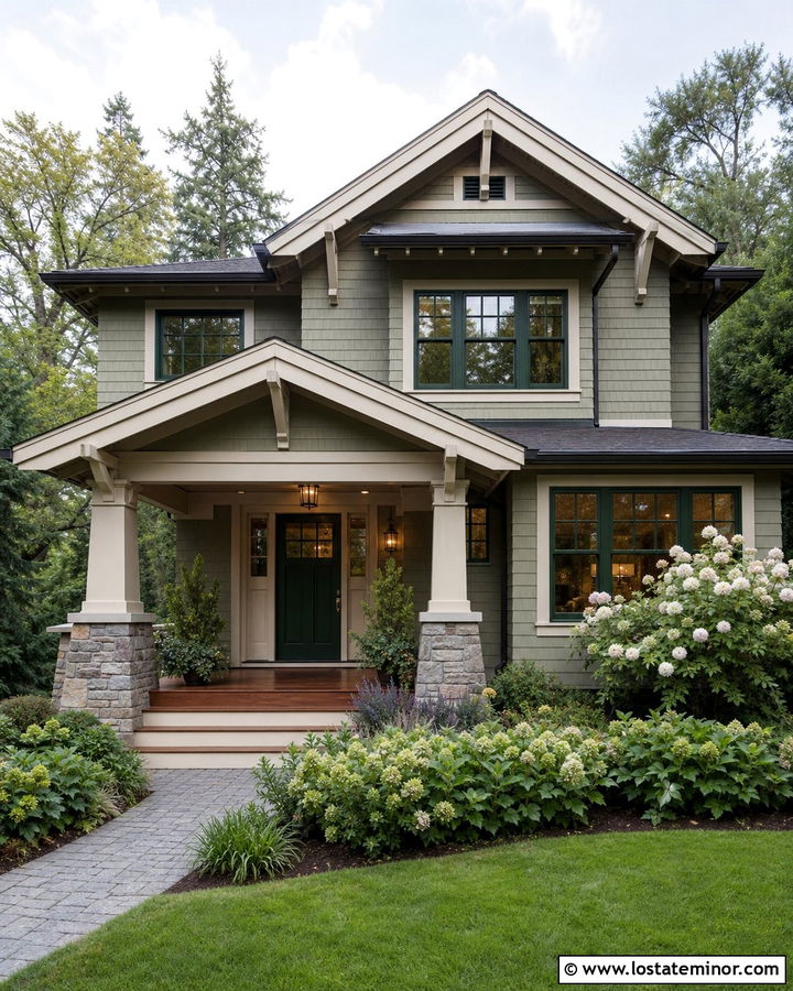 Sage Green House With Dark Green Front Door - 30 Sage Green House Design With Front Door Ideas