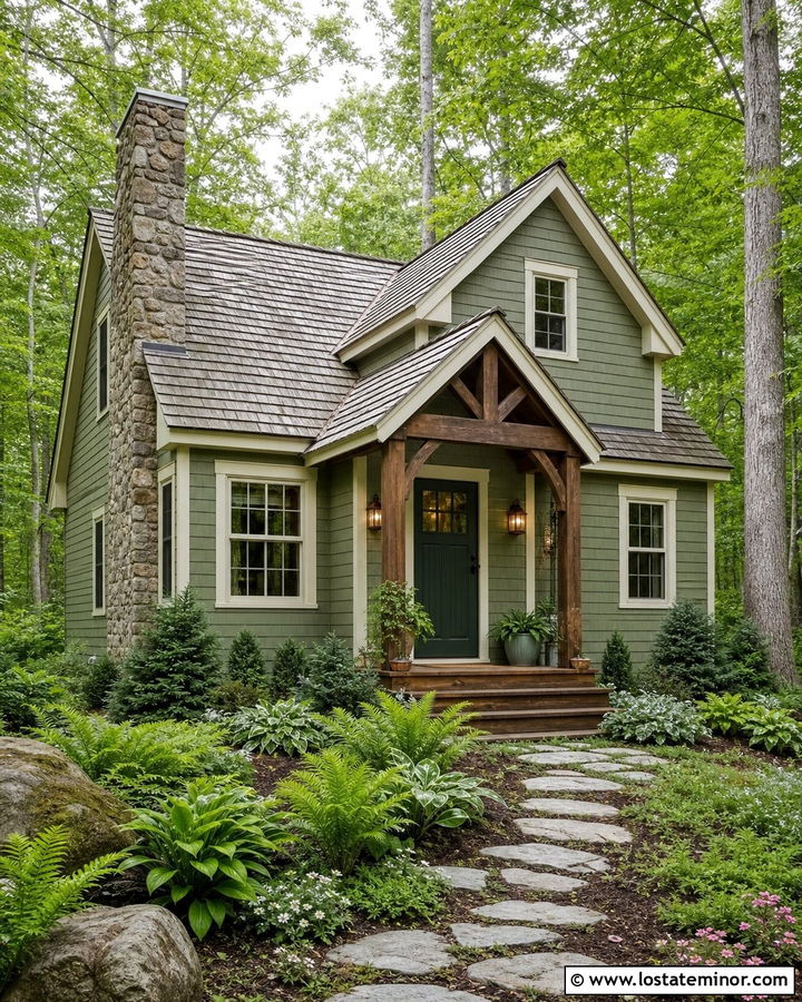 Sage Green House With Dark Green Front Door - 30 Sage Green House Design With Entry Door Ideas