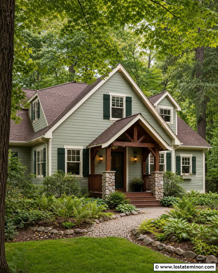 Sage Green House With Dark Green Storm Door - 30 Sage Green House Design With Storm Door Ideas