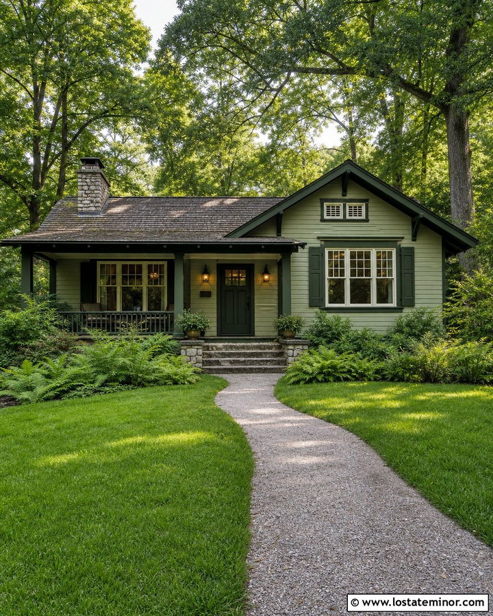 Sage Green House With Dark Green Trim - 30 Sage Green House Design With Trim Ideas