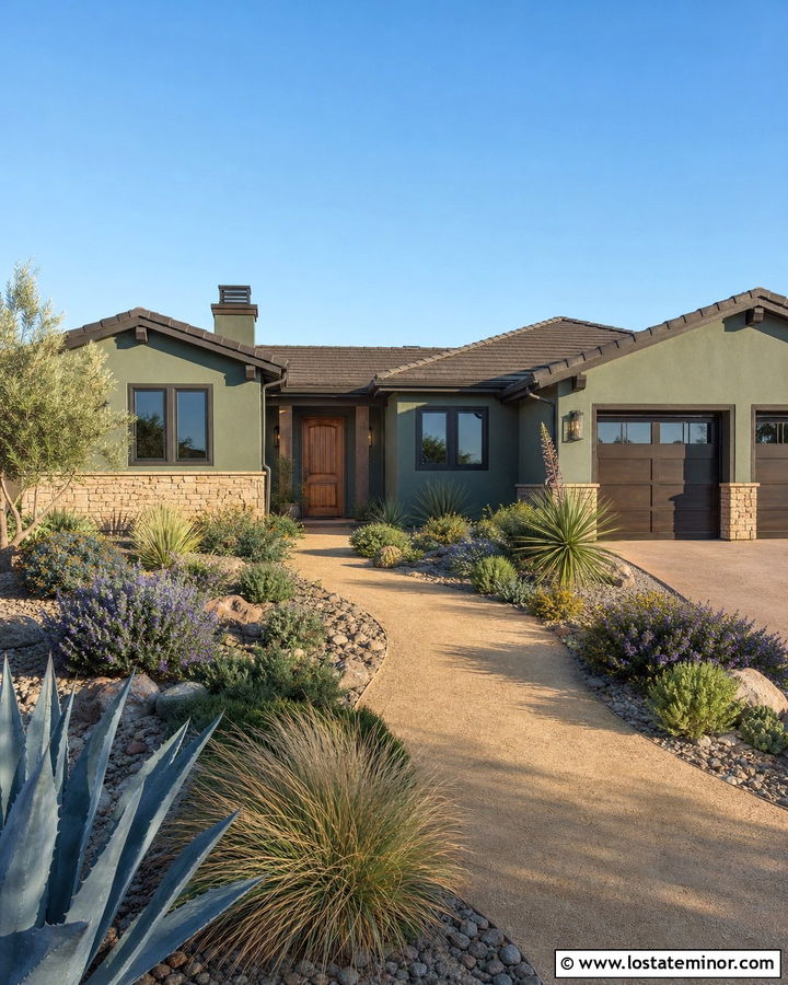 Sage Green House With Decomposed Granite Walkway - 30 Sage Green House Design With Walkway Ideas