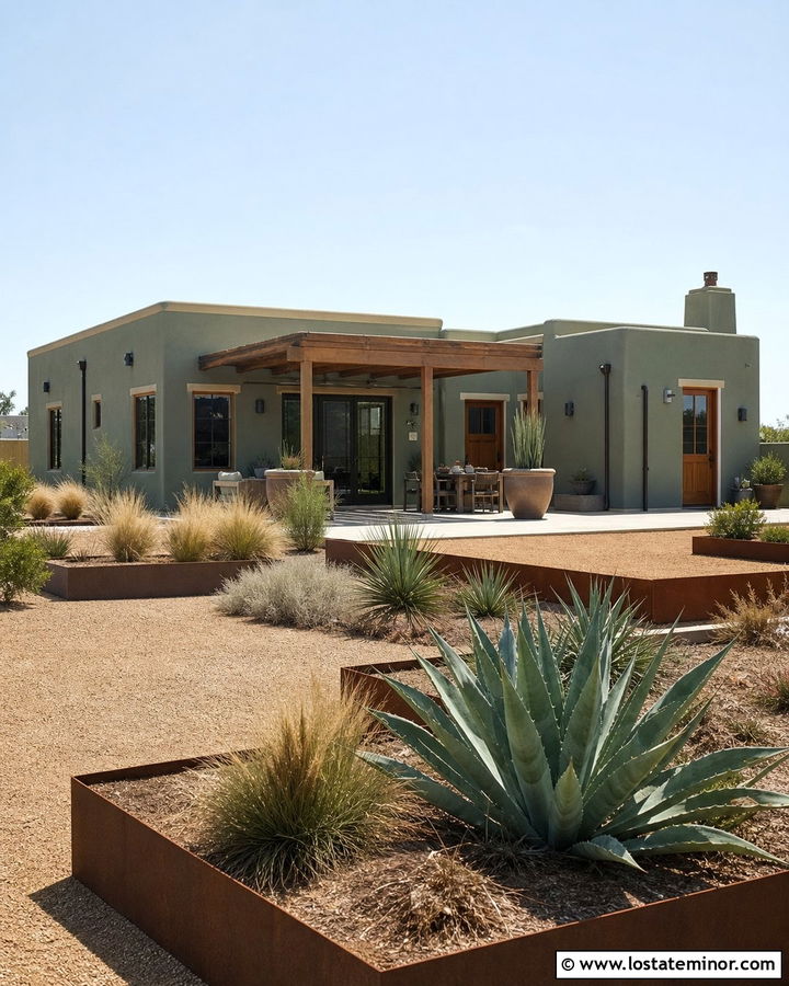 Sage Green House With Desert Backyard - 30 Sage Green House Design With Backyard Ideas