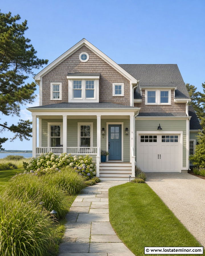 Sage Green House With Driftwood Shingle Siding - 30 Sage Green House Design With Shingles Ideas