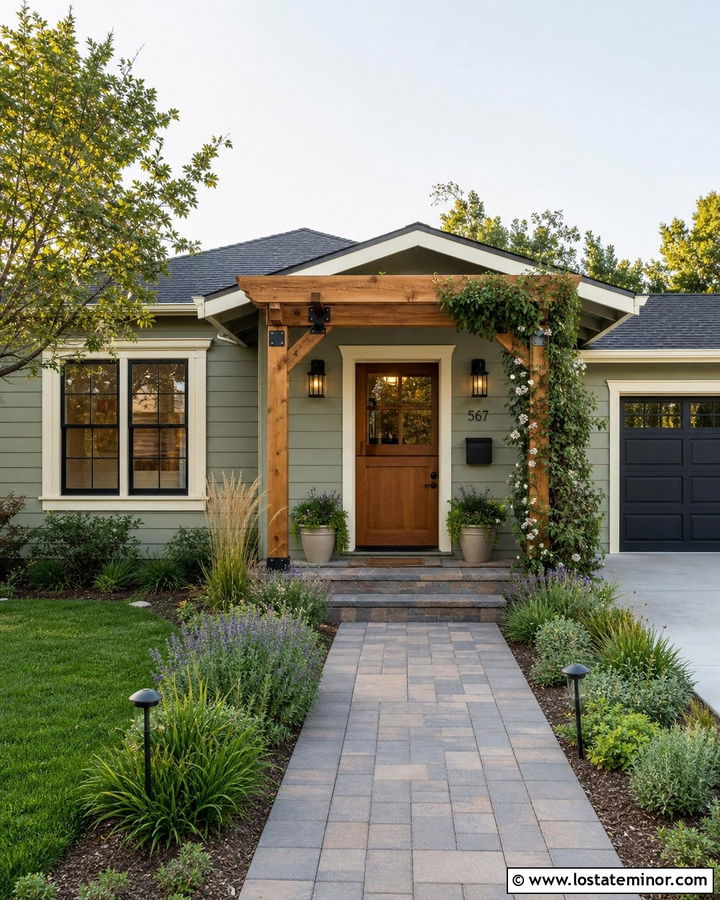 Sage Green House With Dutch Door And Pergola Porch - 30 Sage Green House Design With Dutch Door Ideas