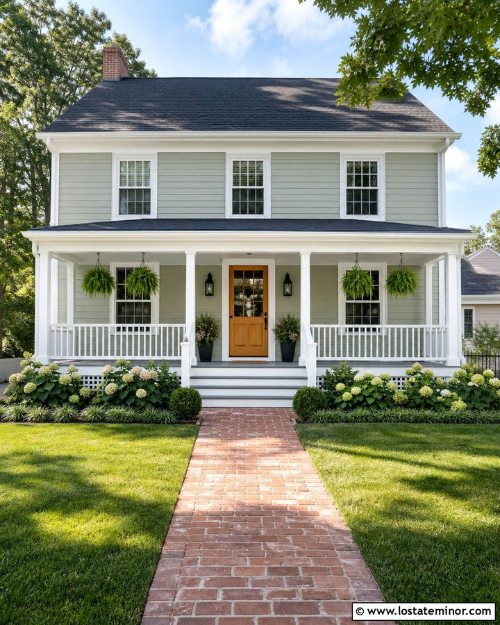 Sage Green House With Dutch Door And White Porch - 30 Sage Green House Design With Dutch Door Ideas