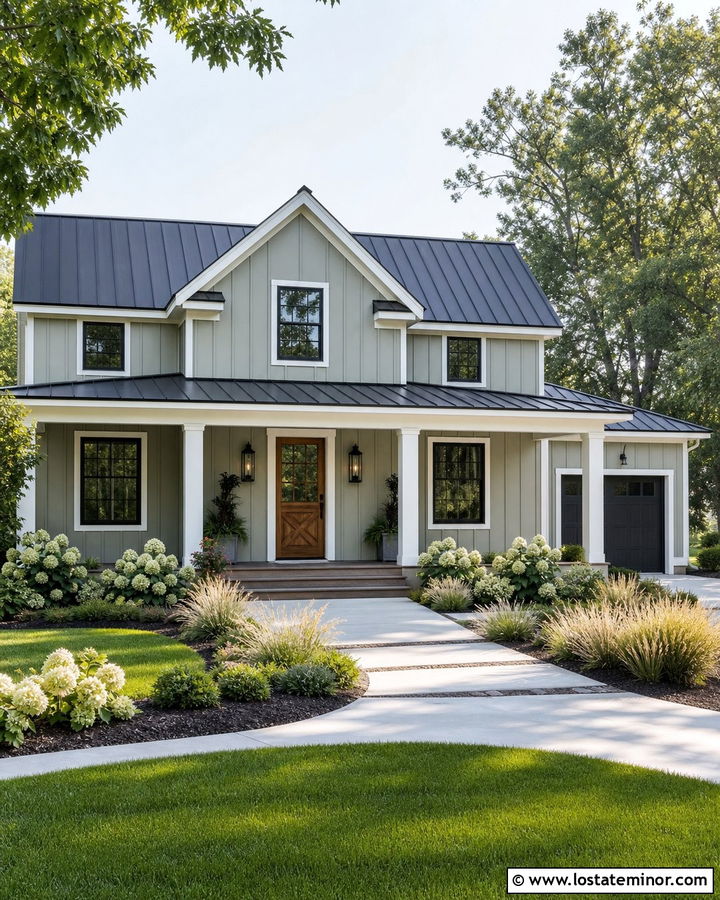 Sage Green House With Farmhouse Crossbuck Door - 30 Sage Green House Design With Entry Door Ideas
