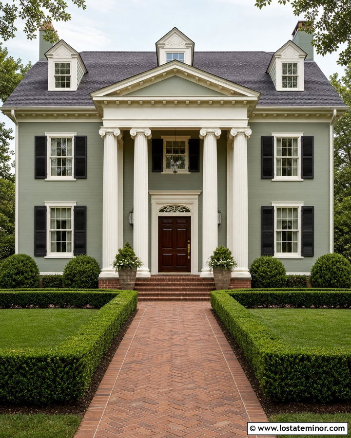 Sage Green House With Fluted Porch Columns - 30 Sage Green House Design With Porch Columns Ideas