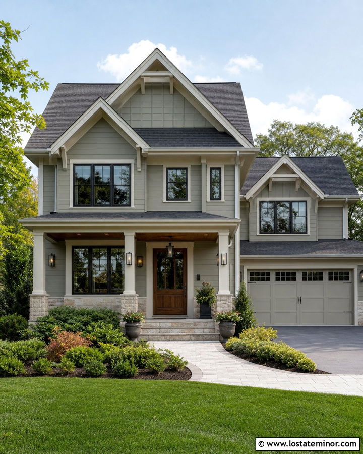 Sage Green House With Glass Box Sconces - 30 Sage Green House Design With Light Fixtures Ideas